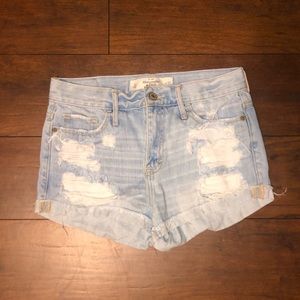 High Waisted Distressed Denim Shorts